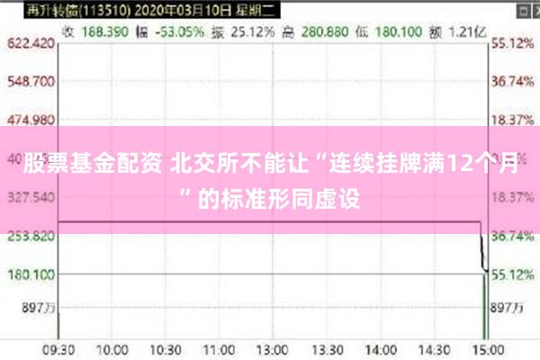 股票基金配资 北交所不能让“连续挂牌满12个月”的标准形同虚设