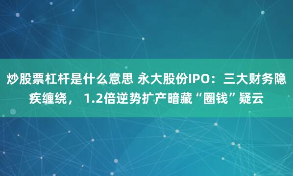 炒股票杠杆是什么意思 永大股份IPO:三大财务隐疾缠绕, 1.2倍逆势扩产暗藏“圈钱”疑云